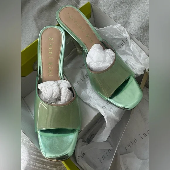 Gianni Bini Lime Green Transparent Heels - Picture 3 of 7